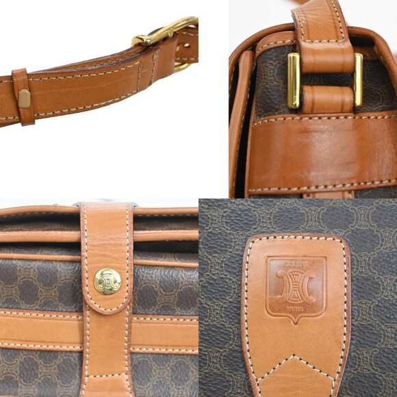 CELINE Logo Macadam Pattern Shoulder Bag PVC Leather Brown GHW Italy 35CA072 - Picture 9 of 16